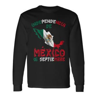Vintage Mexico Flag 16Th September Mexican Independence Day Long Sleeve T-Shirt - Seseable