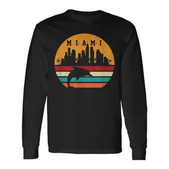 Vintage Miami 80S Dolphin Silhouette Souvenir Dolphin Lovers Long Sleeve T-Shirt | Mazezy