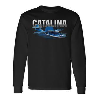 Vintage Military Aviation Flying Boat Long Sleeve T-Shirt | Mazezy DE