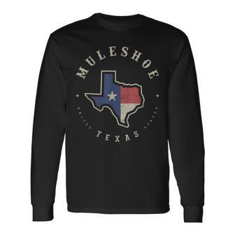 Vintage Muleshoe Texas State Flag Map Souvenir Long Sleeve T-Shirt | Mazezy