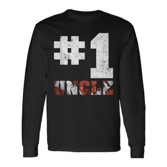 Vintage Number One American Football Uncle Fathers Day Long Sleeve T-Shirt T-Shirt | Mazezy