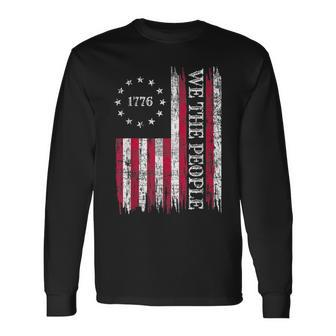 Vintage Old American Flag Patriotic 1776 We The People Usa Patriotic Long Sleeve T-Shirt T-Shirt | Mazezy
