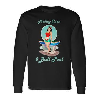 Vintage Pinup Billiards Pool Billiards Long Sleeve T-Shirt T-Shirt | Mazezy