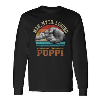 Vintage Poppi Man Myth Legend Daddy Grandpa Ideas Long Sleeve T-Shirt T-Shirt | Mazezy