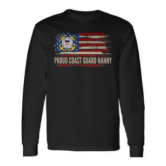 Vintage Proud Coast Guard Nanny American Flag Long Sleeve T-Shirt T-Shirt | Mazezy