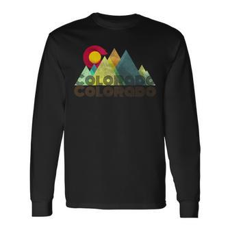 Vintage Retro Colorado Flag Mountain Long Sleeve T-Shirt | Mazezy