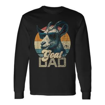 Vintage Retro Goat Dad Best Goat Daddy Fathers Day Long Sleeve T-Shirt - Seseable