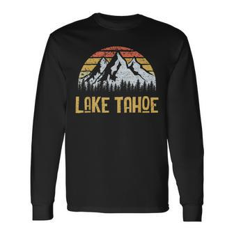 Vintage Retro Lake Tahoe California Nevada T Long Sleeve T-Shirt | Mazezy