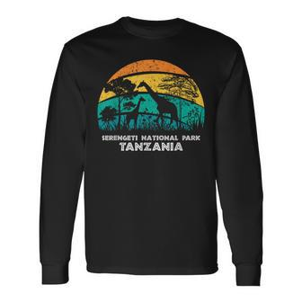 Vintage Retro Serengeti National Park Tanzania Africa Safar Long Sleeve T-Shirt | Mazezy