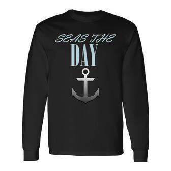 Vintage Sailor Anchor Quote For Sailing Boat Captain Long Sleeve T-Shirt T-Shirt | Mazezy