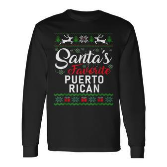 Vintage Santa Claus Favorite Puerto Rican Christmas Tree Long Sleeve T-Shirt - Seseable