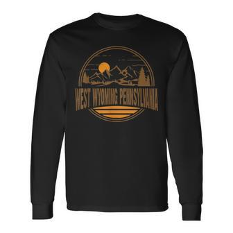 Vintage Saugerties South New York Mountain Hiking Print Long Sleeve T-Shirt | Mazezy