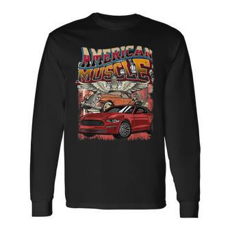 Vintage Streetwear American Muscle Car Graphic Apparel Long Sleeve T-Shirt T-Shirt | Mazezy