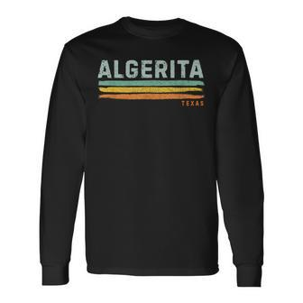 Vintage Stripes Algerita Tx Long Sleeve T-Shirt | Mazezy