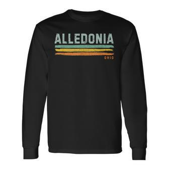 Vintage Stripes Alledonia Oh Long Sleeve T-Shirt | Mazezy