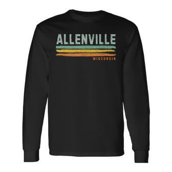 Vintage Stripes Allenville Wi Long Sleeve T-Shirt | Mazezy