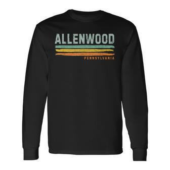 Vintage Stripes Allenwood Pa Long Sleeve T-Shirt | Mazezy