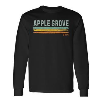 Vintage Stripes Apple Grove Oh Long Sleeve T-Shirt | Mazezy