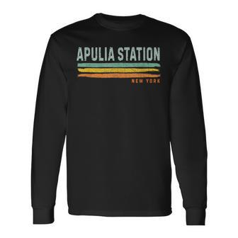 Vintage Stripes Apulia Station Ny Long Sleeve T-Shirt | Mazezy