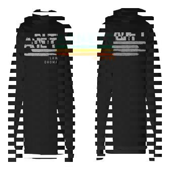 Vintage Stripes Arnett Ok Long Sleeve T-Shirt | Mazezy