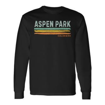Vintage Stripes Aspen Park Co Long Sleeve T-Shirt | Mazezy
