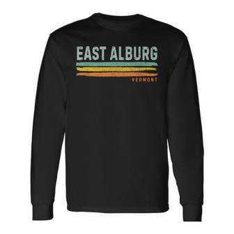 Vintage Stripes East Alburg Vt Long Sleeve T-Shirt | Mazezy