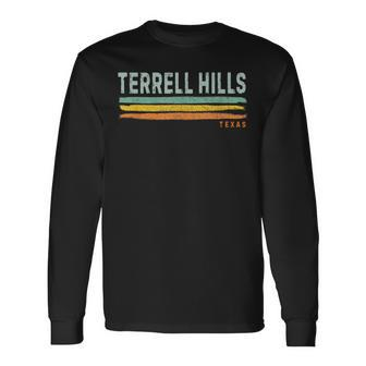 Vintage Stripes Terrell Hills Tx Long Sleeve T-Shirt | Mazezy