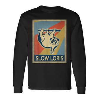 Vintage Style Slow Loris Long Sleeve T-Shirt | Mazezy
