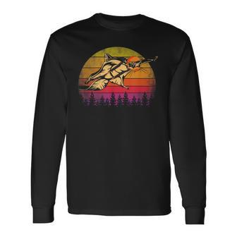 Vintage Sunset Squirrel Flying On Retro Long Sleeve T-Shirt | Mazezy