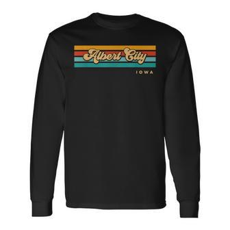 Vintage Sunset Stripes Albert City Iowa Long Sleeve T-Shirt | Mazezy