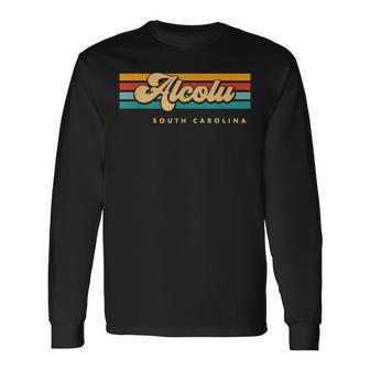 Vintage Sunset Stripes Alcolu South Carolina Long Sleeve T-Shirt | Mazezy