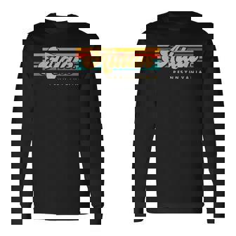 Vintage Sunset Stripes Aldan Pennsylvania Long Sleeve T-Shirt | Mazezy