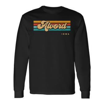 Vintage Sunset Stripes Alvord Iowa Long Sleeve T-Shirt | Mazezy