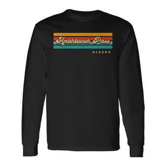 Vintage Sunset Stripes Anaktuvuk Pass Alaska Long Sleeve T-Shirt | Mazezy