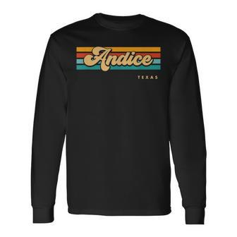 Vintage Sunset Stripes Andice Texas Long Sleeve T-Shirt | Mazezy