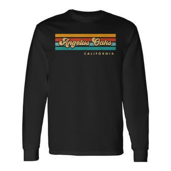 Vintage Sunset Stripes Angelus Oaks California Long Sleeve T-Shirt | Mazezy