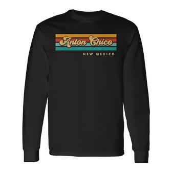 Vintage Sunset Stripes Anton Chico New Mexico Long Sleeve T-Shirt | Mazezy