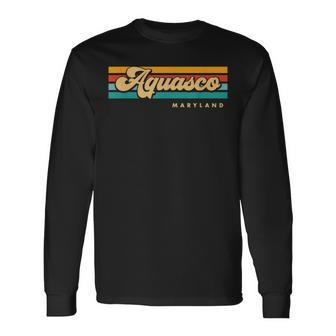 Vintage Sunset Stripes Aquasco Maryland Long Sleeve T-Shirt | Mazezy