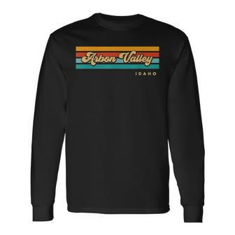 Vintage Sunset Stripes Arbon Valley Idaho Long Sleeve T-Shirt | Mazezy