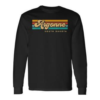 Vintage Sunset Stripes Argonne South Dakota Long Sleeve T-Shirt | Mazezy