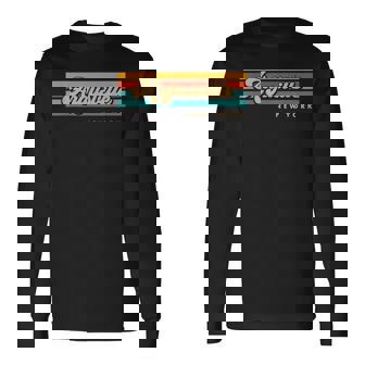 Vintage Sunset Stripes Argusville New York Long Sleeve T-Shirt | Mazezy