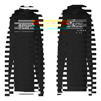 Vintage Sunset Stripes Arkville New York Long Sleeve T-Shirt | Mazezy