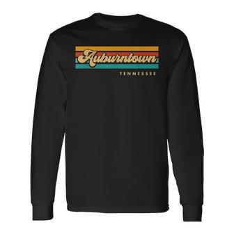 Vintage Sunset Stripes Auburntown Tennessee Long Sleeve T-Shirt | Mazezy