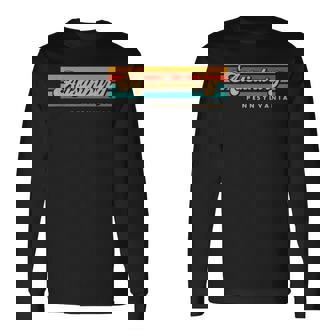 Vintage Sunset Stripes Austinburg Pennsylvania Long Sleeve T-Shirt | Mazezy