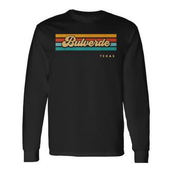Vintage Sunset Stripes Bulverde Texas Long Sleeve T-Shirt | Mazezy