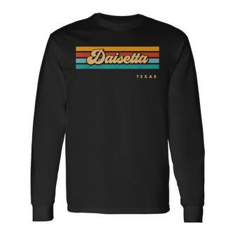 Vintage Sunset Stripes Daisetta Texas Long Sleeve T-Shirt | Mazezy