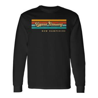 Vintage Sunset Stripes Lyford Crossing New Hampshire Long Sleeve T-Shirt | Mazezy