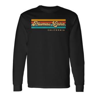 Vintage Sunset Stripes Plumas Lake California Long Sleeve T-Shirt | Mazezy