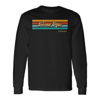 Vintage Sunset Stripes Terrell Hills Texas Long Sleeve T-Shirt | Mazezy UK