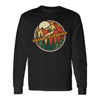 Vintage Ukiah California Mountain Hiking Souvenir Print Long Sleeve T-Shirt | Mazezy
